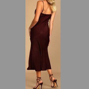 Burgundy satin slip dress